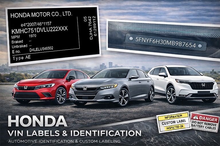 Honda VIN labels